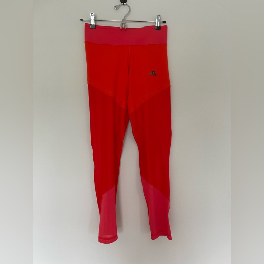Adidas Women's Small Orange and Red Climalite Leggings Running Gym Workout